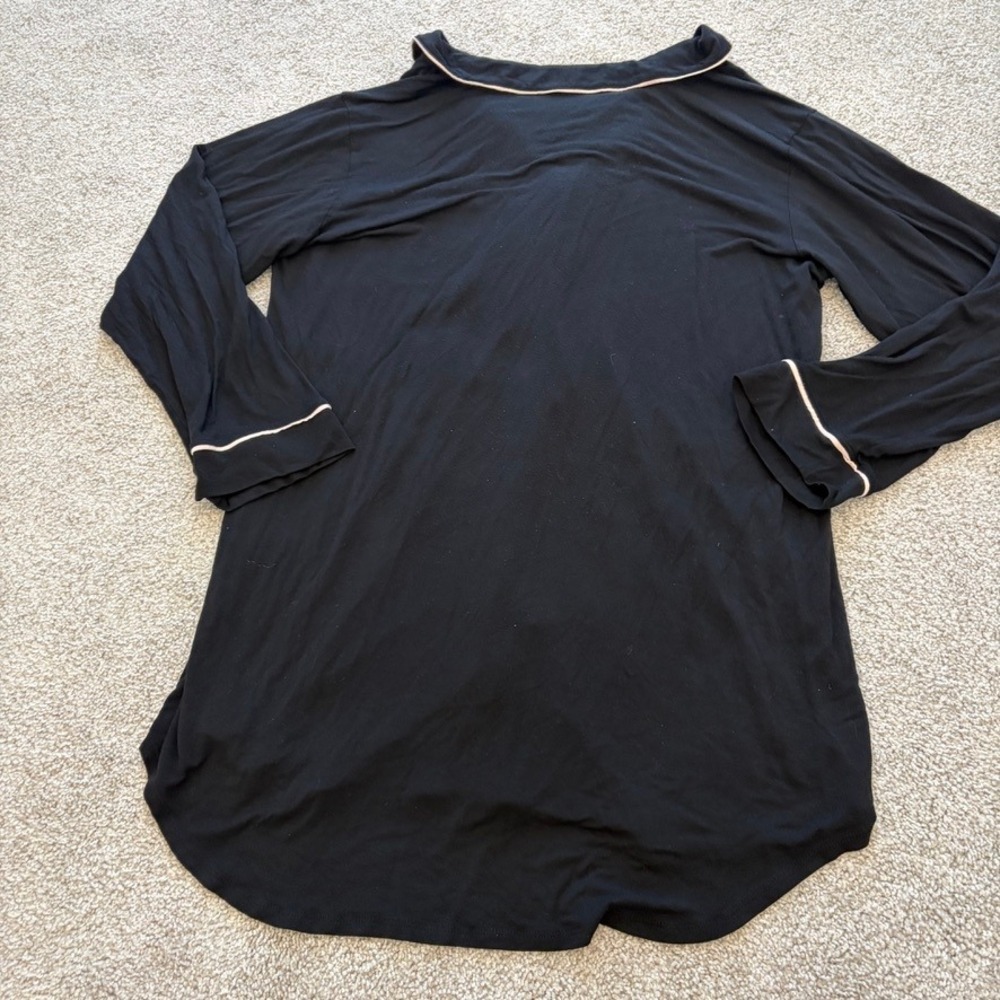 Eberjey Sleep Shirt Nightgown Womens L Black Button Up Modal Comfort Lounge - Picture 6 of 7